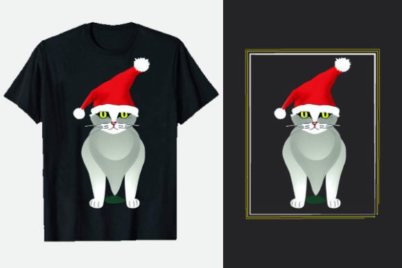 Christmas Cat Animals Merch T-Shirt Graphics for Seasonal Branding