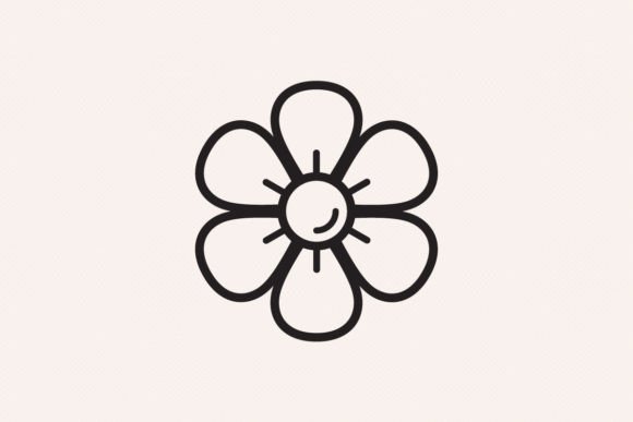 Happy Daisy Outline Icon: A Graphic Asset for Playful Branding